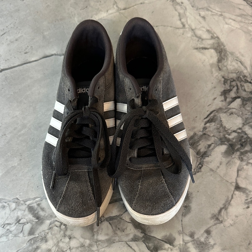 Adidas Women’s Charcoal and White Suede Sneakers